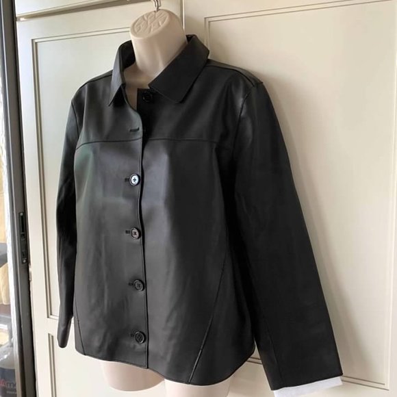 Chico's Black Label Black Leather Cropped Jacket- NWT- SALE TODAY ONLY - Picture 1 of 8